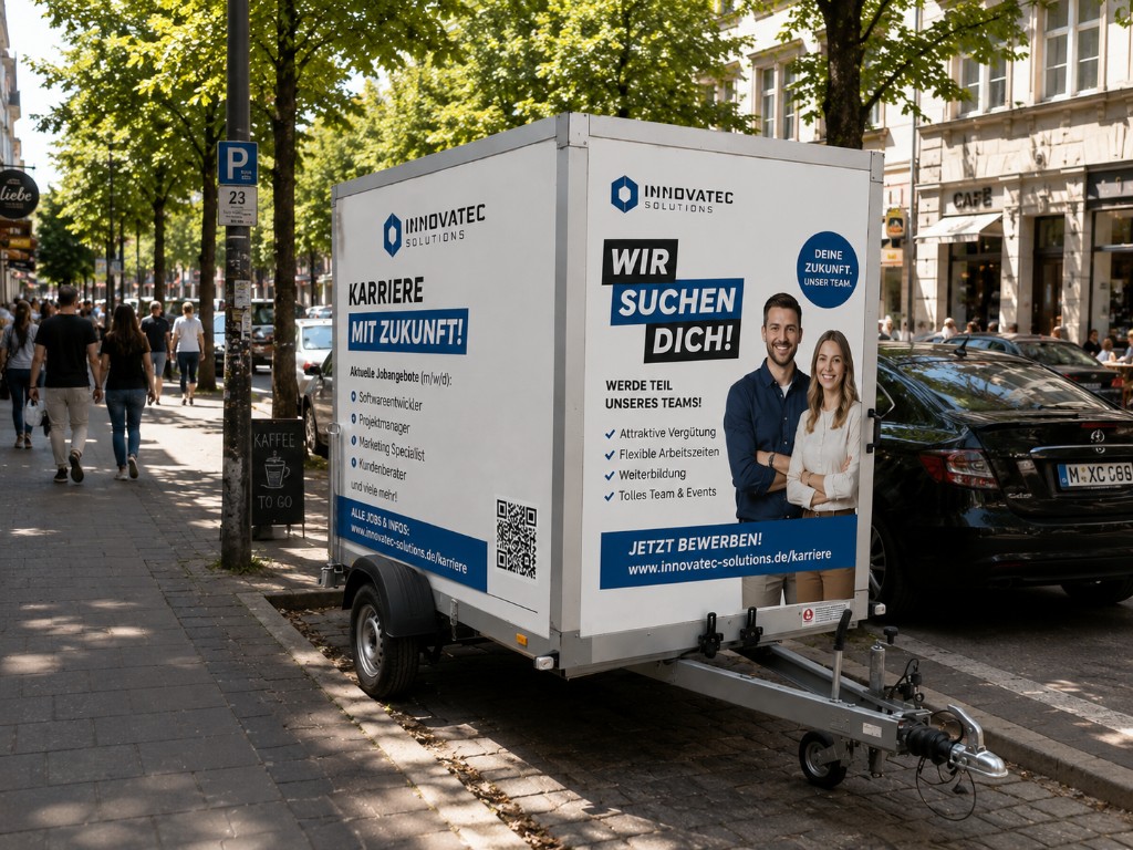 Werbeanhänger an einem stark frequentierten Standort